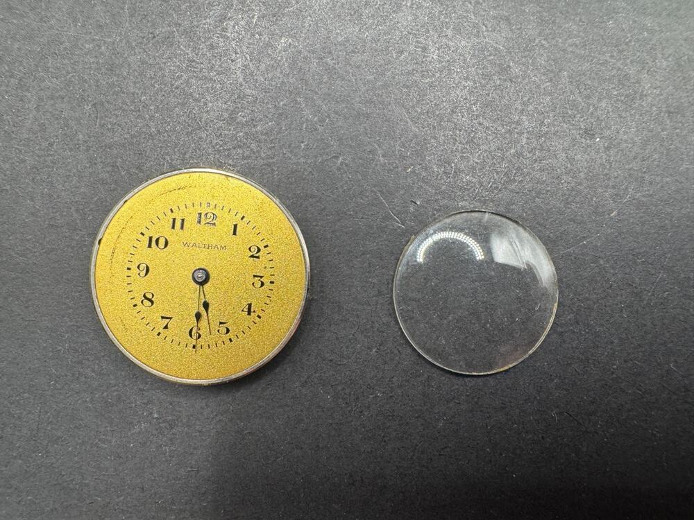 Antique Waltham Sapphire Pocket Watch Movement & Crystal 15 Jewels Parts